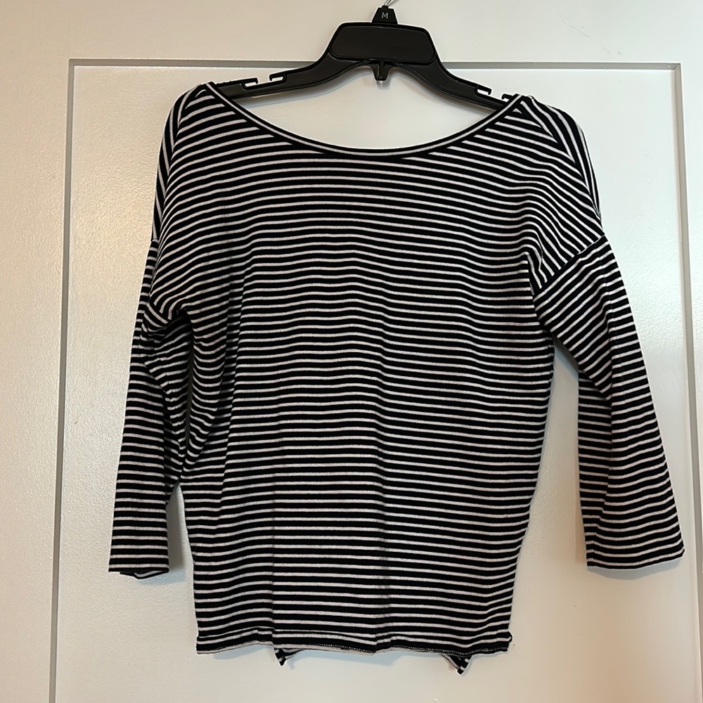 Ann Taylor Loft blue and white boat neck shirt